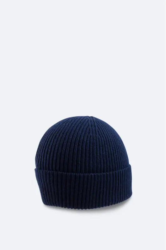 Erkak to'q ko'k junli logotip naqshli bere B009200-To'q ko'k - 3