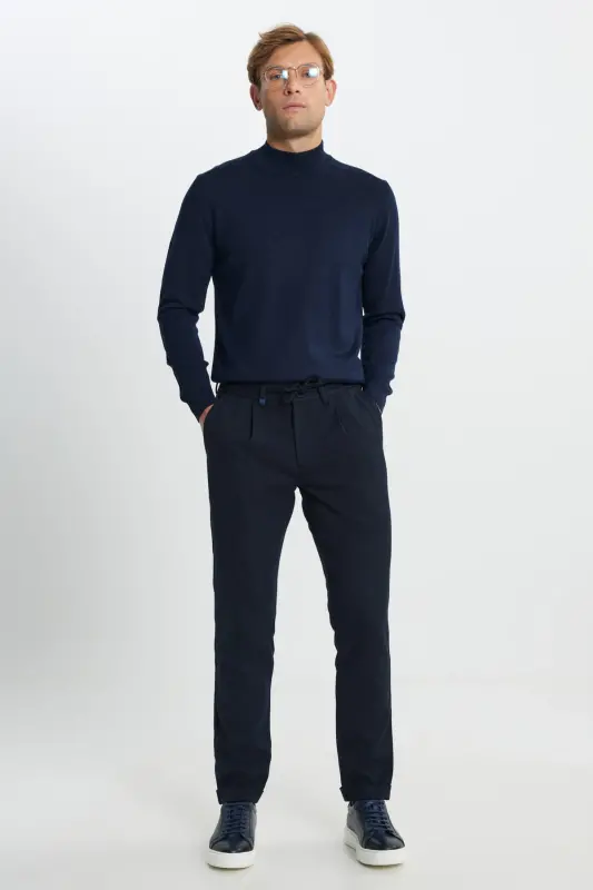 Erkak to‘q ko‘k junli slim fit tor kesimli belbog‘la - 5