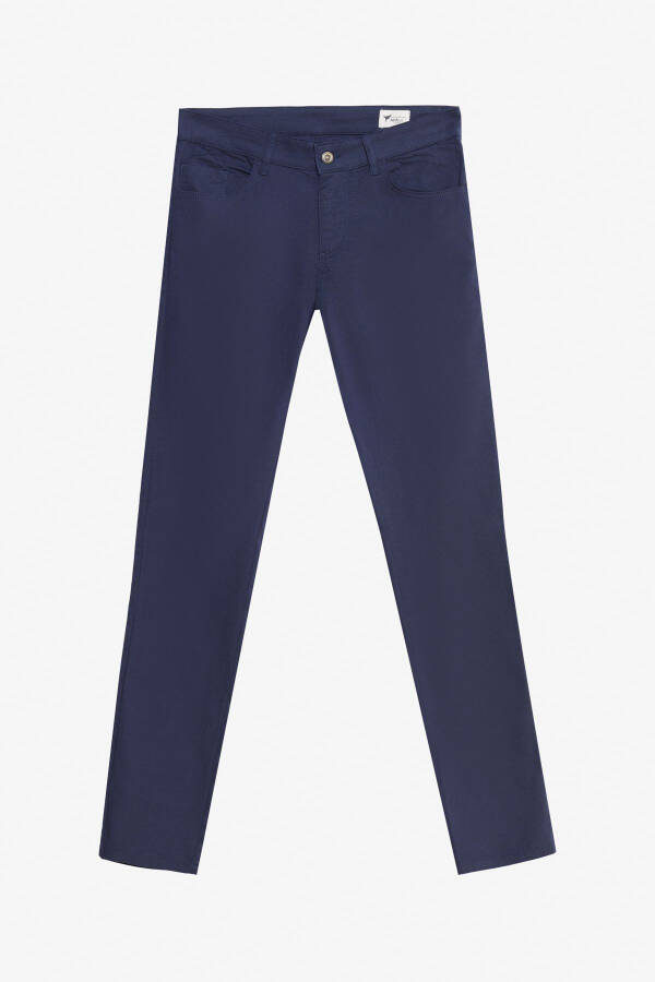 Erkak to'q ko'k paxta slim fit tor kesimli 5 cho'ntakli - 6