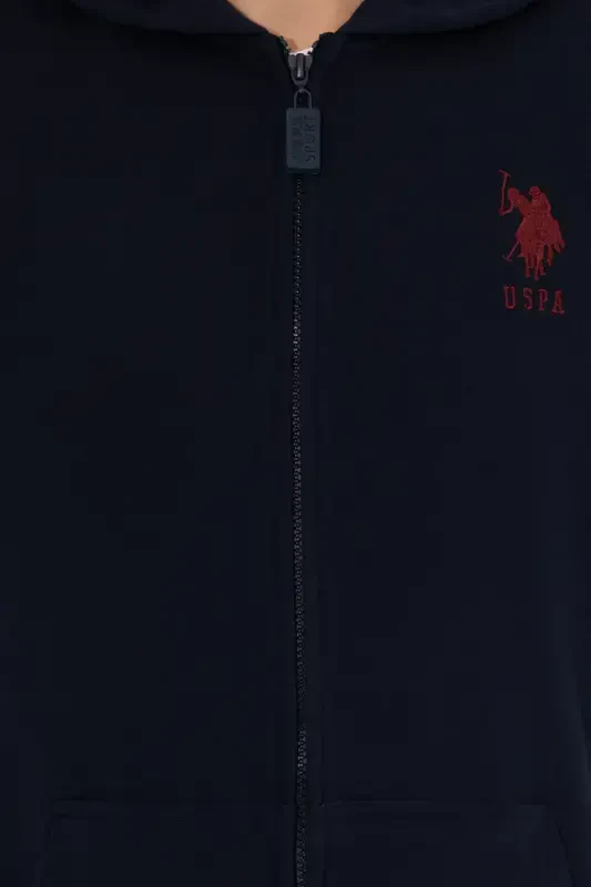 Erkak to'q ko'k rangli kapushonli trikotaj kardigan 50253132-VR033-To'q ko'k - 6