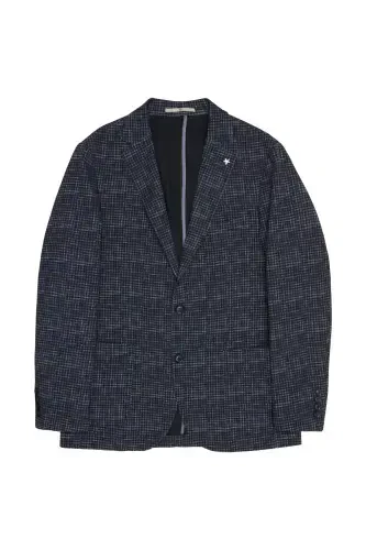 Erkak to‘q ko‘k slim fit tor kesimli mono yoqali g‘oz panjasi naqshli blazer ko‘ylagi - to‘q ko‘k - ALTINYILDIZ CLASSICS (1)