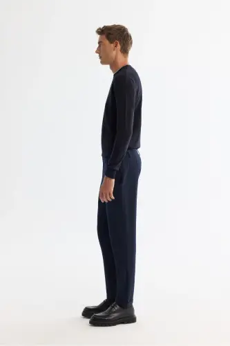 Erkak to'q ko'k slim fit yon rezinkali gofri chin - AVVA (1)