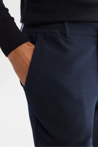 Erkak to'q ko'k slim fit yon rezinkali gofri chin - 6