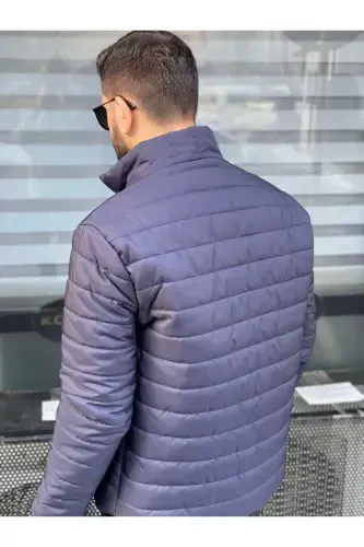 Erkak to'q ko'k suv o'tkazmaydigan fermuarli shishirilgan kurtka - to'q ko'k - 4