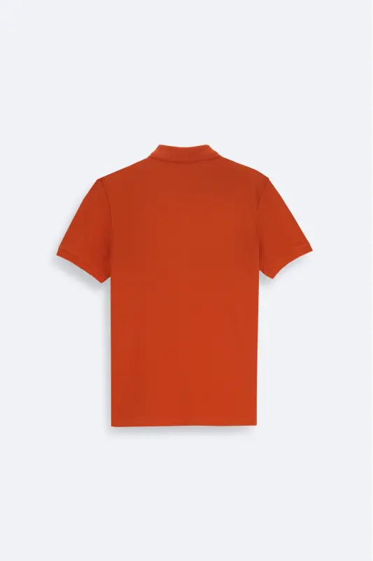 Erkak To'q sariq 100% paxta salqin tutuvchi polo yoqali futbolka E001004-To'q sariq - 8