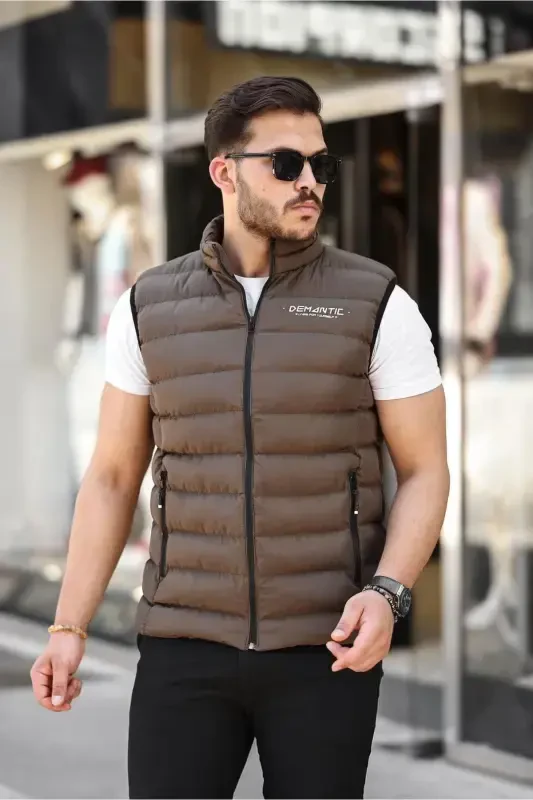 Erkak to'q xaki shishirilgan yelek Ichki astarli suv o'tkazmaydigan - to'q xaki - SERAZAT