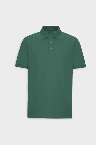 Erkak to‘q yashil %100 paxta bukilmaydigan pike polo - 7
