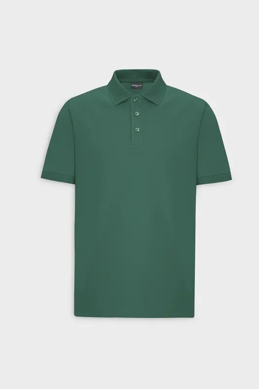 Erkak to‘q yashil %100 paxta bukilmaydigan pike polo - 7