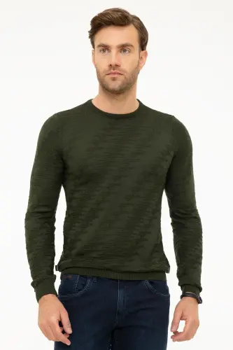 Erkak to‘q yashil slim fit velosiped yoqali triko kozok G021GL0TK.000.867143-To‘q yashil - PIERRE CARDIN (1)