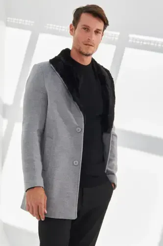 Erkak Tor kiyim uzun palto-Ochiq kulrang - 4