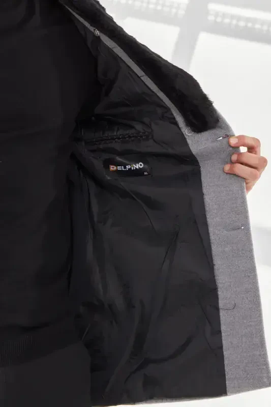 Erkak Tor kiyim uzun palto-Ochiq kulrang - 5