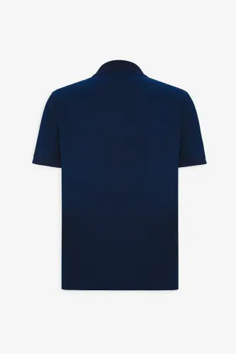 Erkak Tortmaydigan Paxta Mato Slim Fit Tor Kesim To'q ko'k Qayrilmaydigan Polo Yoqali Ko'ylak-LACI - 15