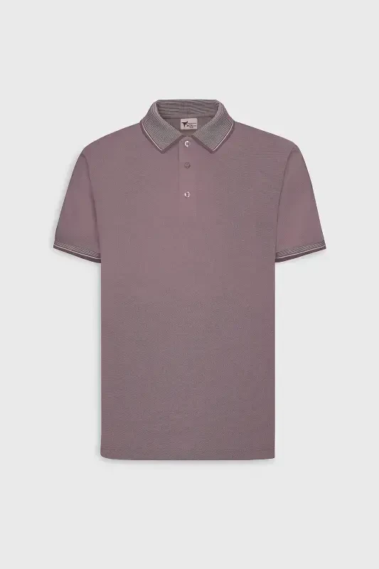 Erkak tortmaydigan paxta mato Slim fit tor kesimli bordo burmalanmaydigan polo yoqali futbolka-Bordo - 7