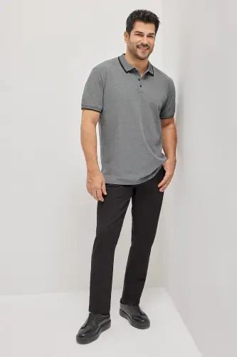 Erkak tortmaydigan paxta mato Slim Fit tor kesimli buklanmaydigan polo yoqali futbolka - 4