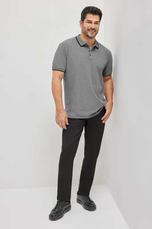Erkak tortmaydigan paxta mato Slim Fit tor kesimli buklanmaydigan polo yoqali futbolka - 4