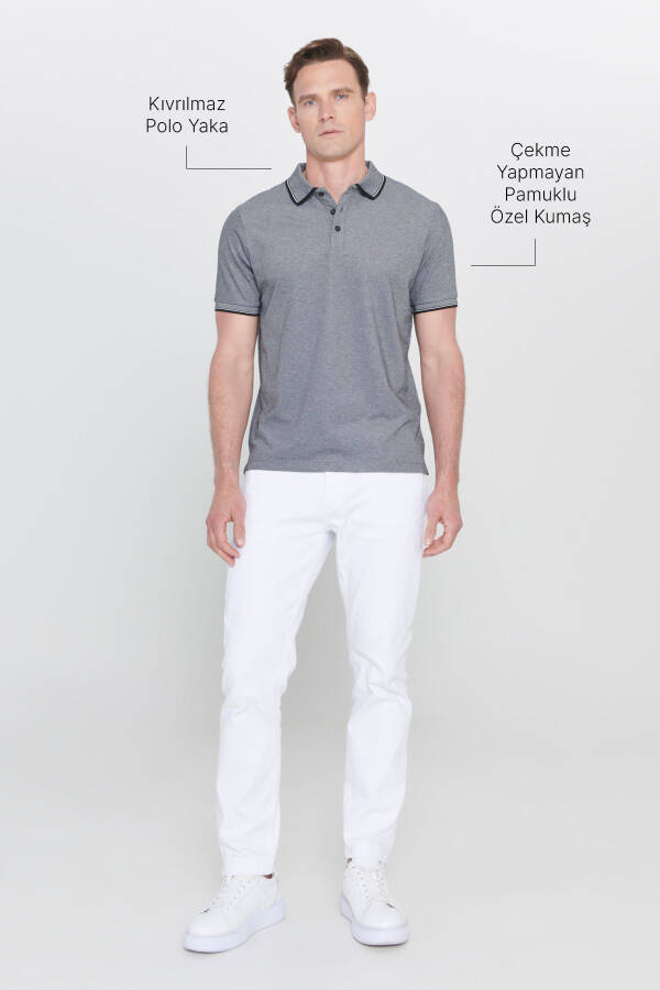 Erkak tortmaydigan paxta mato Slim Fit tor kesimli buklanmaydigan polo yoqali futbolka - 2