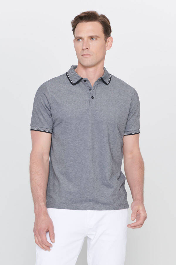 Erkak tortmaydigan paxta mato Slim Fit tor kesimli buklanmaydigan polo yoqali futbolka - 3