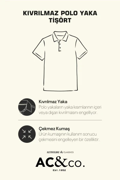Erkak tortmaydigan paxta mato Slim Fit tor kesimli to'q ko'k buruşmaydigan polo yoqali futbolka - 4