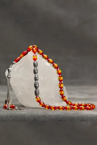 Erkak uchun sovg'a harfli tassel kehribar tasbeh, ismli tasbeh, sariq qizil tasbeh-sariq qizil - 4
