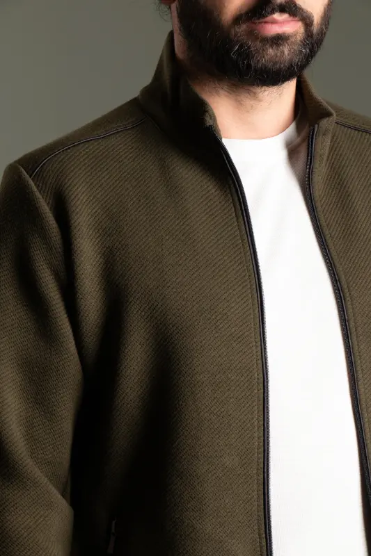 ERKAK XAKI FITIKLI CARDIGAN - XAKI - 2