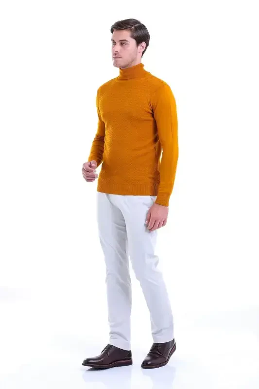 Erkak xantal regular fit naqshli balıkçı yoqali triko - 2