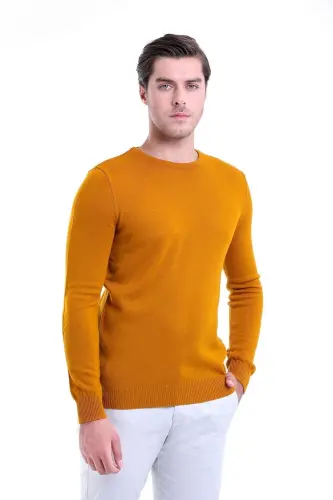 Erkak Xantal Regular Fit Tekis Velosiped Yoqali Trikotaj K 