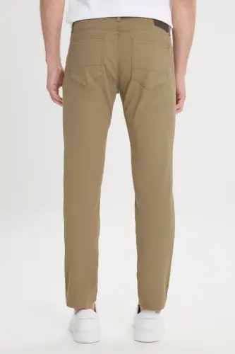 Erkak yashil slim fit tor kesimli 5 cho'ntakli armürli elastik shim - 7