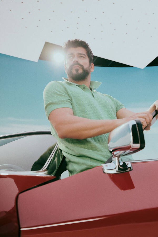 Erkak yashil standart fasonli oddiy kesimli polo yoqali %1 - 1