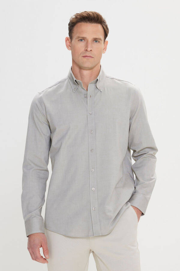 Erkak yashil torli tor kesimli tugmali yoqali 100% P - 1