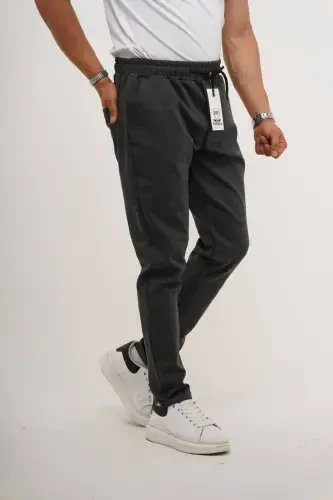 Erkak Yon Cep Beli Rezinali Bog'ichli Duble Po'choq Relaxedfit Qulay Kesimli Jogger Shim - ANTRASIT - 5