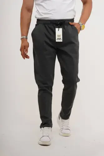 Erkak Yon Cep Beli Rezinali Bog'ichli Duble Po'choq Relaxedfit Qulay Kesimli Jogger Shim - ANTRASIT - 6