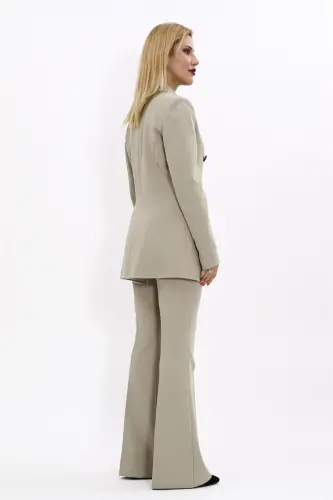 Erkak Yoqali Ikki Bortli Blazer Jaket & İspanyol Paça Shim-Bambuk - 1034530 - Bambuk - 4