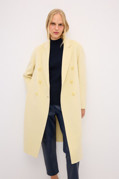 Erkak yoqali jun aralash palto - 5