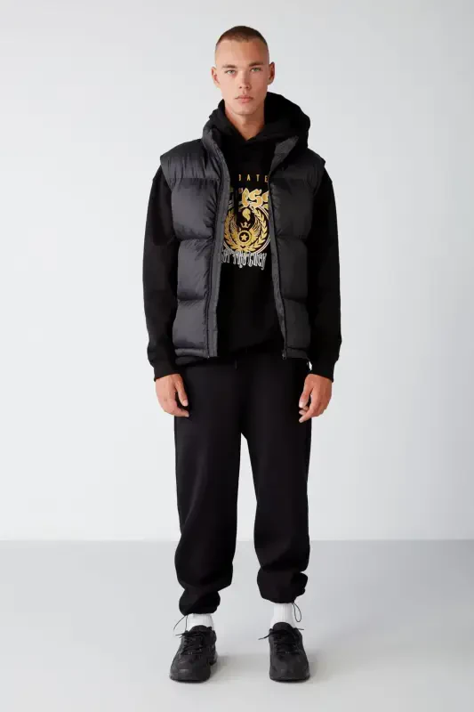 Erkak Yumshoq Ichki Shardonli Qulay Rezinkali Paçali Comfort Shardonli Qora Sport Shim - Qora - 1