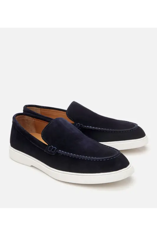 Erkak zamsh teri to'q ko'k loafer - 2