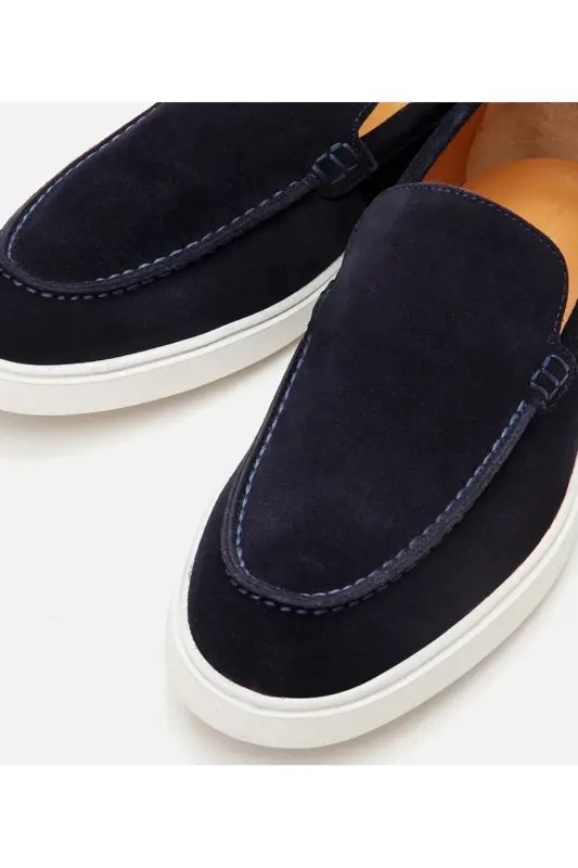 Erkak zamsh teri to'q ko'k loafer - 3