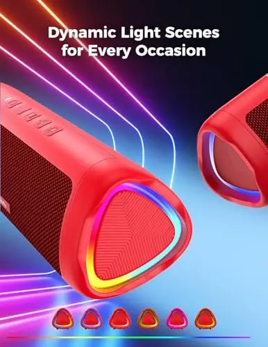 Erkaklar, ayollar, o'smirlar, o'g'il bolalar va qizlar uchun Bluetooth karnay paypoqlari: Portativ simsiz, IPX5 suv o'tkazmaydigan, kattalar uchun oq fil sovg'alari, 20 soatgacha ijro etish vaqti, TWS juftligi, uy/partiya/tashqi makon uchun (qizil) - 3