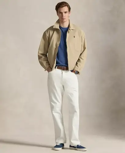 Erkaklar Klassik Bichimli Yumaloq Yoqali Cho'ntakli Futbolka - Derby Ko'k Mallasimon - POLO RALPH LAUREN (1)