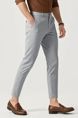 Erkaklar kostyum shim Slim Fit Stretch Moda Plaid Shim Tor Leg - 2