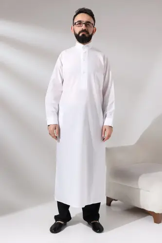 Erkaklar Oq Chinor Haji va Umra kiyimi tanadan uzun Dagron mato libos 