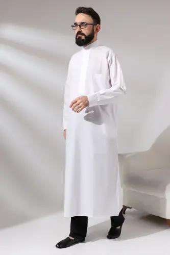 Erkaklar Oq Chinor Haji va Umra kiyimi tanadan uzun Dagron mato libos - 3