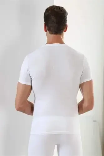 Erkaklar Oq T-Shirt Velo Yaka Qisqa Qo'lli 100% Paxta 3 dona - 5