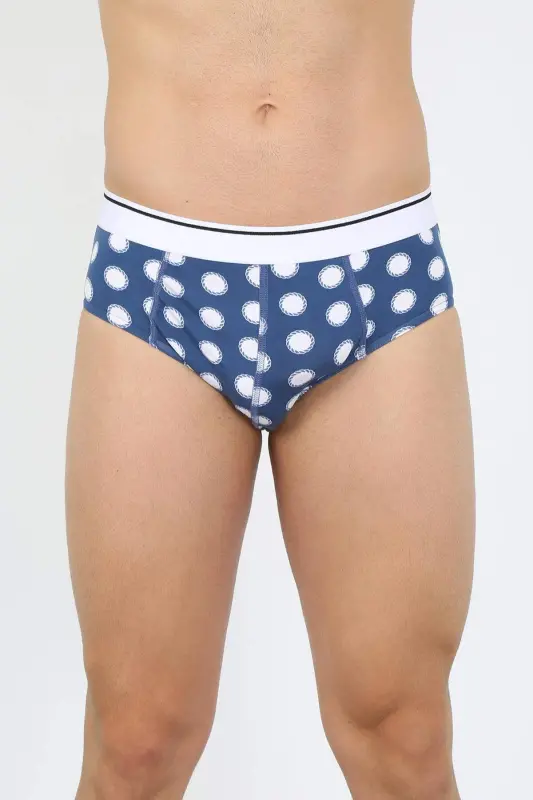 Erkaklar paxta naqshlangan likrali slip To'q ko'k 40131 - 1