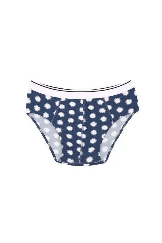 Erkaklar paxta naqshlangan likrali slip To'q ko'k 40131 - 2