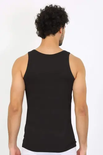 Erkaklar Paxta Qora Atlet 6566 - 3