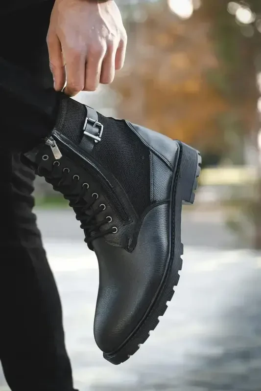 Erkaklar qora kundalik botinkasi - Qora teri - 2
