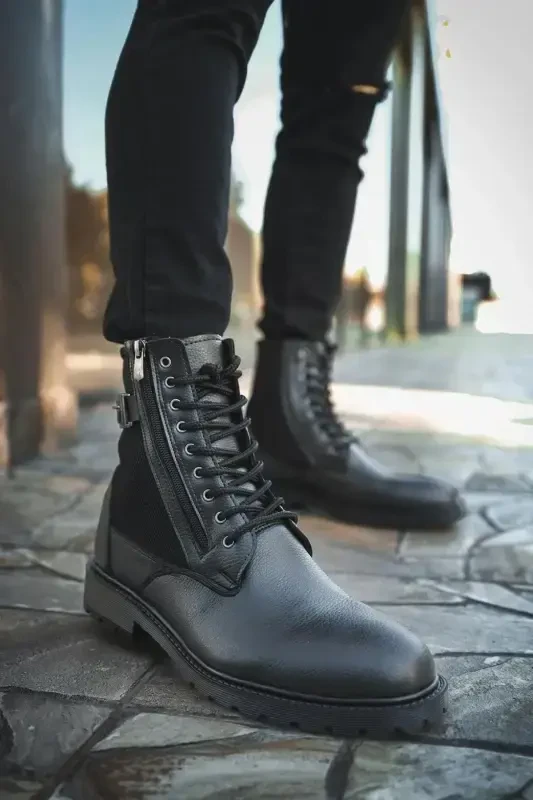 Erkaklar qora kundalik botinkasi - Qora teri - 3