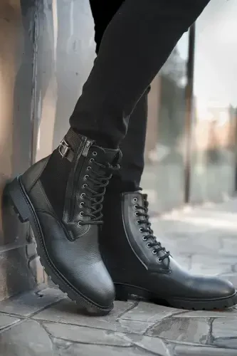 Erkaklar qora kundalik botinkasi - Qora teri - 4