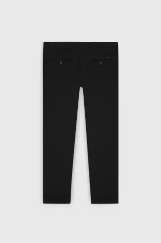 Erkaklar qora Slim Fit tor kesimli paxtali elastik armür yon cho'ntak shim - 10