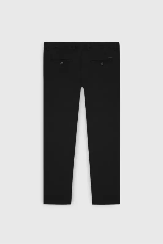 Erkaklar qora Slim Fit tor kesimli paxtali elastik armür yon cho'ntak shim - 10